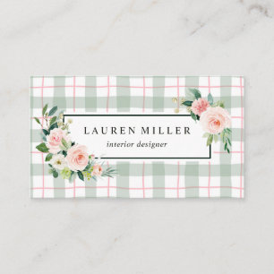 Carte De Visite Plaid en pastel de la fleur   d'aquarelle