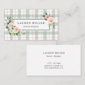 Carte De Visite Plaid en pastel de la fleur | d'aquarelle (Devant / Derrière)