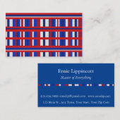 Carte De Visite Plaid en rouge, blanc et bleu (Devant / Derrière)