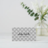 Carte De Visite Plaid gris clair chic et moderne (Debout devant)