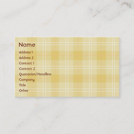 Carte De Visite Plaid jaune - Entreprise (Devant)