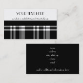 Carte De Visite Plaid noir et blanc (Devant / Derrière)