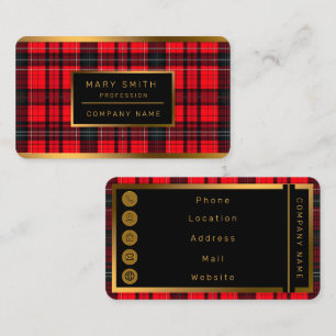 Carte De Visite Plaid Rouge traditionnel Tartan Collection populai