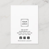 CARTE DE VISITE PLAIN BLANC EARRING AFFICHER DE RETOUR LOGO ICONS  (Dos)