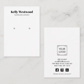 CARTE DE VISITE PLAIN BLANC EARRING AFFICHER DE RETOUR LOGO ICONS  (Devant / Derrière)