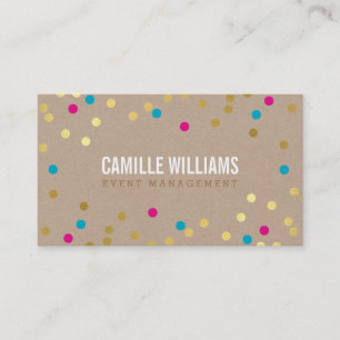 Carte De Visite PLAIN BOLD MINIMAL confetti or rose bleu kraft