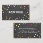 Carte De Visite PLAIN BOLD MINIMAL confetti or rose calcaire (Devant / Derrière)
