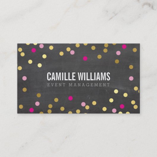 Carte De Visite PLAIN BOLD MINIMAL confetti or rose calcaire (Devant)