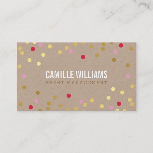 Carte De Visite PLAIN BOLD MINIMAL confetti or rose rouge kraft (Devant)