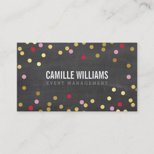 Carte De Visite PLAIN BOLD MINIMAL confetti or rouge tchalkboard (Devant)