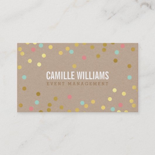 Carte De Visite PLAIN BOLD MINIMAL smart text confetti or kraft (Devant)