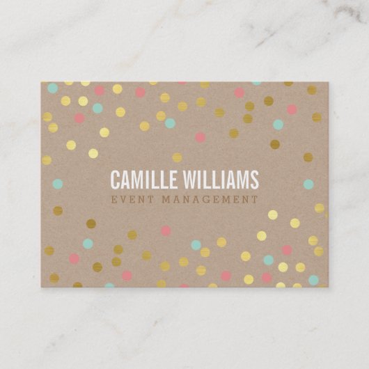 Carte De Visite PLAIN BOLD MINIMAL smart text confetti or kraft (Devant)
