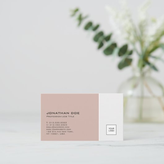 Carte De Visite Plain moderne avec logo professionnel couleurs élé (Debout devant)