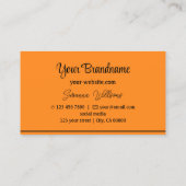 Carte De Visite Plain Orange Black Stripes Professionnel Design (Dos)