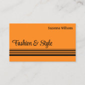 Carte De Visite Plain Orange Black Stripes Professionnel Design (Devant)