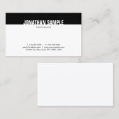 Carte De Visite Plaine à la mode élégante noire et blanche de (Devant / Derrière)