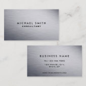 Carte De Visite Plaine argentée moderne élégante professionnelle (Devant / Derrière)