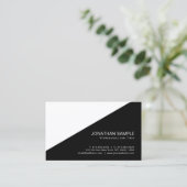 Carte De Visite Plaine blanche noire élégante de conception (Debout devant)