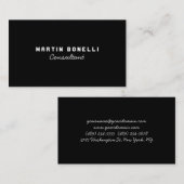 Carte De Visite Plaine blanche noire moderne unique (Devant / Derrière)