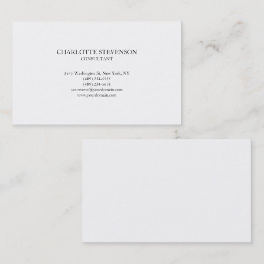 Carte De Visite Plaine blanche professionnelle tendance Simple min (Devant / Derrière)
