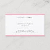 Carte De Visite Plaine blanche rose simple et moderne (Dos)