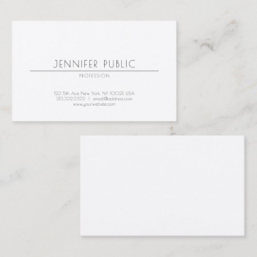 Carte De Visite Plaine chic professionnelle de conception créative (Devant / Derrière)