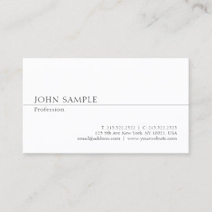 Carte De Visite Plaine chic simple professionnelle blanche moderne