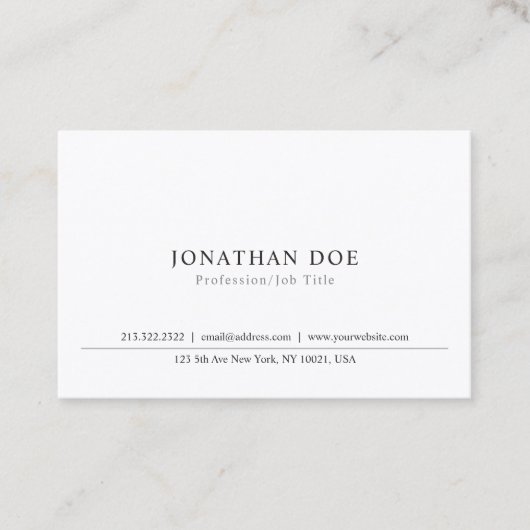 Carte De Visite Plaine classique professionnelle élégante de (Devant)