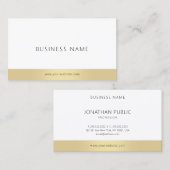 Carte De Visite Plaine de Modern Simple Elegant Gold White Company (Devant / Derrière)