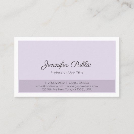 Carte De Visite Plaine élégante professionnelle lisse blanche (Devant)