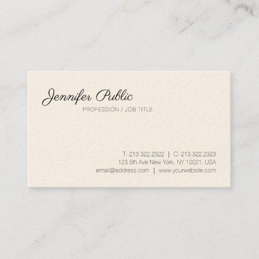 Carte De Visite Plaine lisse blanche chic élégante moderne (Devant)