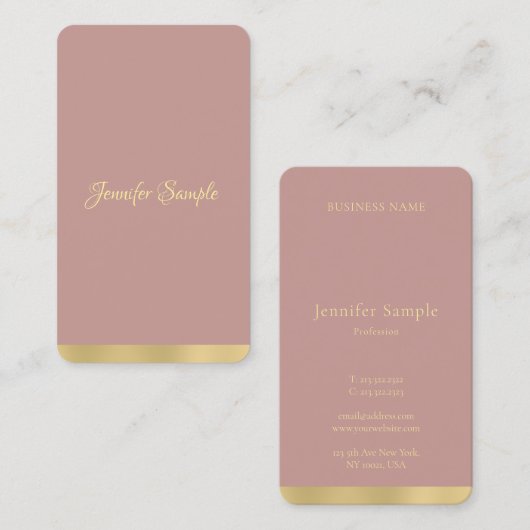 Carte De Visite Plaine manuscrite des textes de manuscrit d'or (Devant / Derrière)