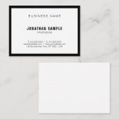 Carte De Visite Plaine moderne élégante blanche noire de BW de (Devant / Derrière)