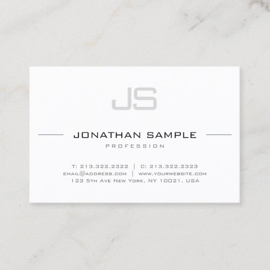 Carte De Visite Plaine moderne futée professionnelle de monogramme (Devant)