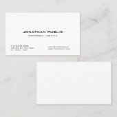 Carte De Visite Plaine moderne lisse blanche élégante (Devant / Derrière)