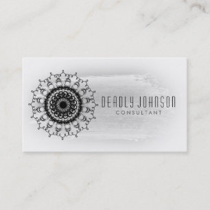 Carte De Visite Plaine noire et blanche de damassé d'aquarelle