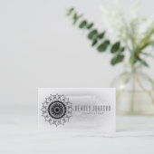 Carte De Visite Plaine noire et blanche de damassé d'aquarelle (Debout devant)