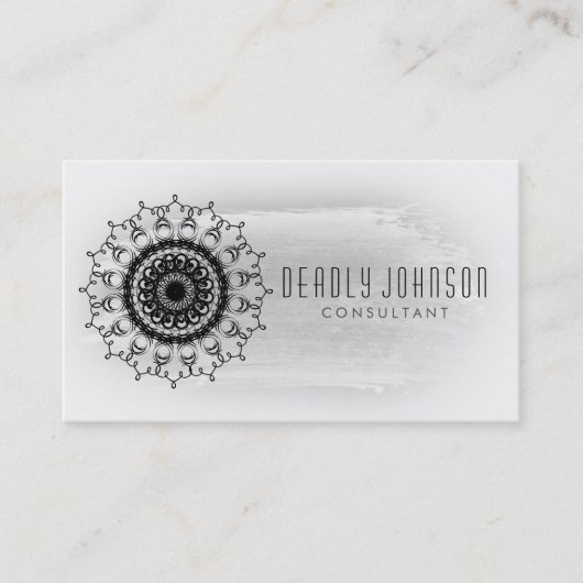 Carte De Visite Plaine noire et blanche de damassé d'aquarelle (Devant)