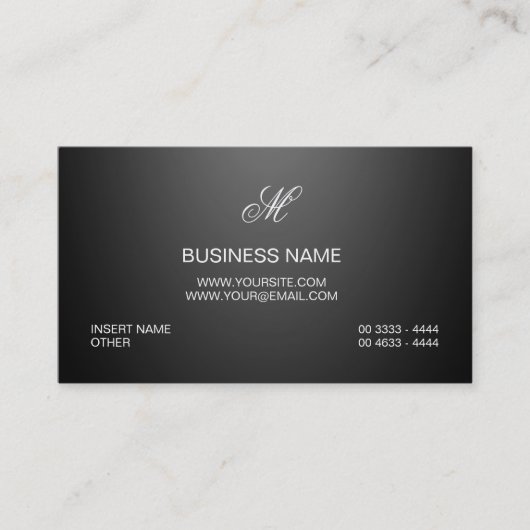 Carte De Visite Plaine noire Luxe élégante de logo professionnel (Devant)