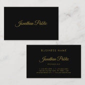 Carte De Visite Plaine noire moderne de manuscrit manuscrit (Devant / Derrière)