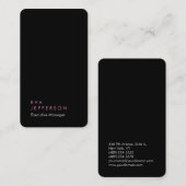 Carte De Visite Plaine noire moderne unique élégante verticale (Devant / Derrière)