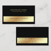 Carte De Visite Plaine noire professionnelle moderne élégante d'or (Devant / Derrière)