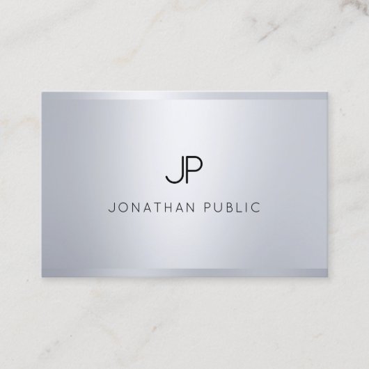 Carte De Visite Plaine professionnelle de monogramme d'argent (Devant)