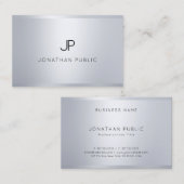 Carte De Visite Plaine professionnelle de monogramme d'argent (Devant / Derrière)