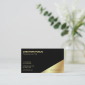 Carte De Visite Plaine professionnelle d'or noir élégant moderne (Debout devant)