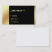 Carte De Visite Plaine professionnelle d'or noir élégant moderne (Devant / Derrière)