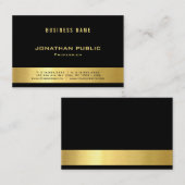 Carte De Visite Plaine professionnelle Luxe moderne d'or noir (Devant / Derrière)