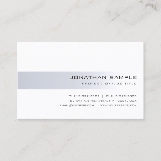 Carte De Visite Plaine professionnelle minimaliste moderne Silver (Devant)
