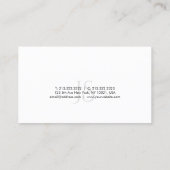 Carte De Visite Plaine propre élégante à la mode de monogramme (Dos)