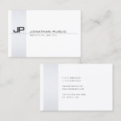 Carte De Visite Plaine simple moderne de monogramme élégant (Devant / Derrière)